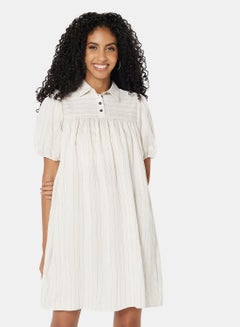 Buy Solid Puffed Dress White in UAE