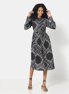 Buy Paisley Pattern Dress Black in UAE