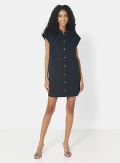 Buy Oversized Shirt Dress Black in Saudi Arabia