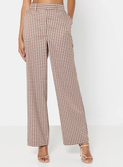 اشتري Checked Wide-Leg Pants Brown Check في مصر