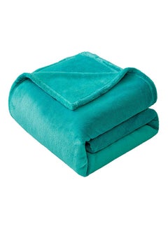 Buy Super Soft Light Weight Microfiber Plain Single Bed Blanket Flannel Turquoise in Saudi Arabia