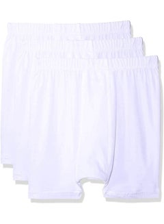 Buy Cotton Elastic-Waist Solid Boxer Briefs Set Of 3 White in Egypt