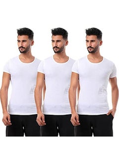 اشتري Cotton Round-Neck Short-Sleeve Solid Undershirt  Set Of 3 White في مصر