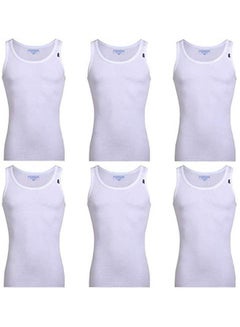 Buy Round-Neck Solid Sleeveless Undershirt For Men Set Of 6 White in Egypt
