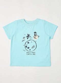 Buy Baby Boys Round Neck Short Sleeve T-Shirt Sky Blue in UAE