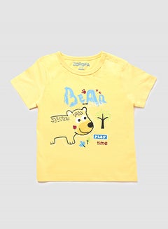 Buy Baby Boys Round Neck Short Sleeve T-Shirt Light Yellow in UAE