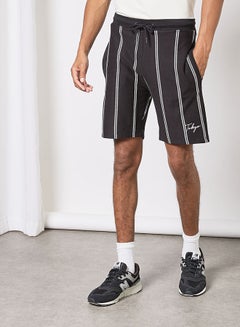 Buy Slim Fit Striped Shorts Black in UAE
