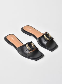Buy Broad Strap Slip-On Flat Sandals Black in UAE