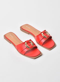 Buy Broad Strap Slip-On Flat Sandals Red in UAE