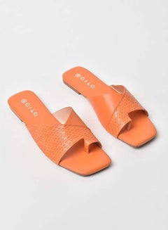 Buy Cross-Over Broad Strap Flat Sandals Tan in Saudi Arabia