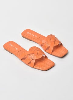 Buy Cross-Over Straps Detail Flat Sandals Tan in Saudi Arabia