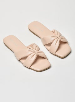 Buy Criss-Cross Strap Flat Sandals Light Beige in Saudi Arabia