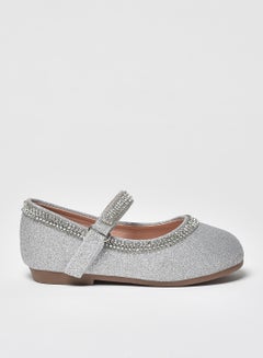 Buy Dyed Pattern Flat Ballerinas Silver in Saudi Arabia