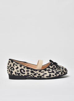 Buy Animal Printed Flat Ballerinas Beige in UAE