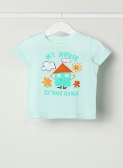 Buy Baby Boys Crew Neck Short Sleeve T-Shirt Light Green in UAE