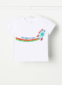 Buy Baby Boys Crew Neck Short Sleeve T-Shirt Cotton White in UAE