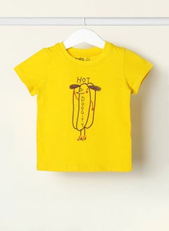 Buy Baby Boys Crew Neck Short Sleeve T-Shirt Mustard Yellow in UAE