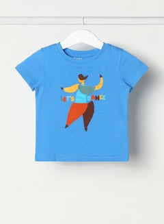 Buy Baby Boys Crew Neck Short Sleeve T-Shirt Azure Blue in UAE