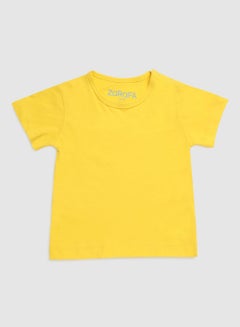 Buy Solid Round Neck T-Shirt Yellow in UAE