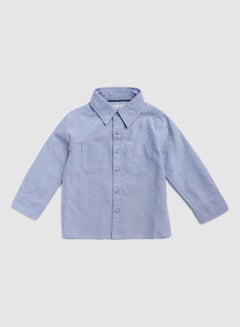 Buy Baby Boys Collared Neck Long Sleeve Shirt Sky Blue in UAE