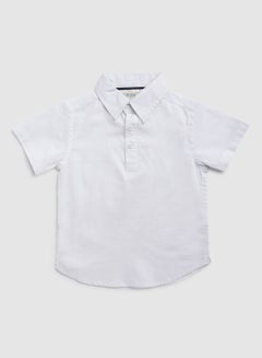 Buy Collared Neck Short Sleeve Shirt White in UAE
