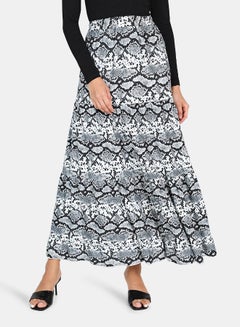 Buy Casual Knitted Skirt Black/Grey/White in UAE