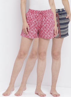 Buy 2 Pack Comfortable Printed Shorts With A Free Scrunchie Multicolor in UAE