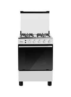 Buy 4 Burner Gas Cooker 60 x 60 cm, Full-Safety, Stainless-Steel Cooker, Gas Oven with Rotisserie, Thermostat, Auto-Ignition, 1 year warranty SGC601FS Silver/Black in UAE