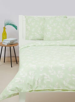 اشتري Duvet Cover Set- With 1 Duvet Cover 160X200 Cm And 2 Pillow Cover 50X75 Cm - For Double Size Mattress - Sage 100% Cotton 144 Thread Count Cotton Green 160x200cm في السعودية