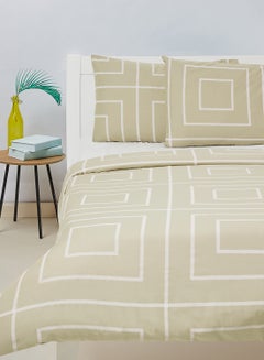Buy Duvet Cover Set- With 1 Duvet Cover 160X200 Cm And 2 Pillow Cover 50X75 Cm - For Double Size Mattress - Beige 100% Cotton 144 Thread Count Cotton Beige in UAE