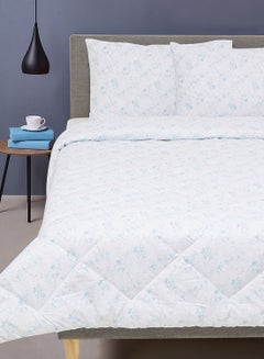 Buy Comforter Set With Pillow Cover 50X75 Cm, Comforter 160X220 Cm - For Queen Size Mattress - Pearl Blue 100% Cotton Sleep Well Lightweight And Warm Bed Linen Pearl Blue in UAE