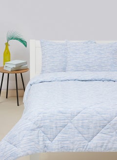 اشتري Comforter Set King Size All Season Everyday Use Bedding Set 100% Cotton 3 Pieces 1 Comforter 2 Pillow Covers  Pearl Blue Cotton Pearl Blue 200 x 240cm في الامارات