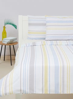 Buy Duvet Cover Set - With 1 Duvet Cover 160(W)x220(L) Cm With Button Closure And 1 Pillow Cover 50x80 + 15cm Flap Cotton - For King Size Mattress Cotton Mateo Yellow in Saudi Arabia