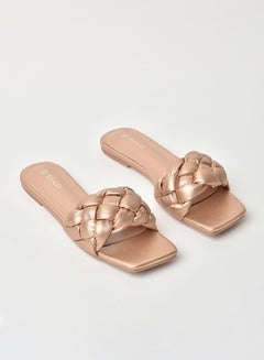 اشتري Slip-On Detail Flat Sandals ذهبي وردي في السعودية