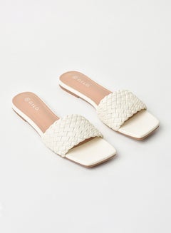 Buy Slip-On Detail Flat Sandals Light Beige in Saudi Arabia