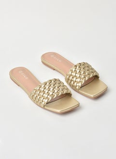 اشتري Slip-On Detail Flat Sandals ذهبي في السعودية