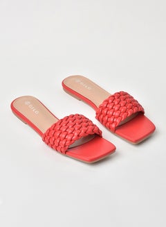 اشتري Slip-On Detail Flat Sandals أحمر في السعودية