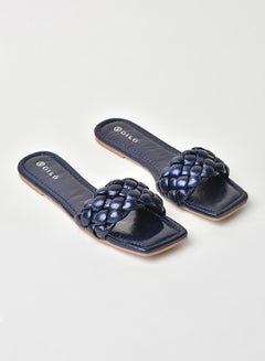 Buy Slip-On Detail Flat Sandals Navy Blue in Saudi Arabia