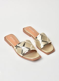 Buy Slip-On Detail Flat Sandals Gold in Saudi Arabia