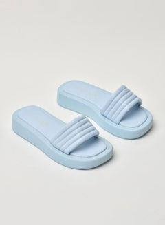 Buy Striped Pattern Broad Strap Platform Sandals Baby Blue in UAE