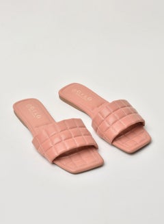 Buy Quilted Pattern Broad Strap Flat Sandals Pink in Saudi Arabia