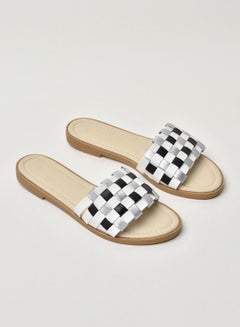 Buy Braided Strap Flat multicolors Sandals White/Black/Silver in Saudi Arabia