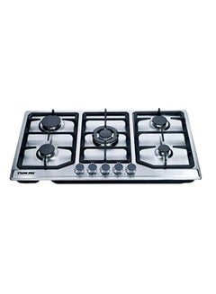 Buy 5 Burner Gas Hob With Auto Ignition, Cast Iron Support, Full Safety Features, Straight Flame, Stainless Steel Body, Rapid Burner, Semi-Rapid Burner, Auxiliary Burner NGH5005N Stainless steel in UAE