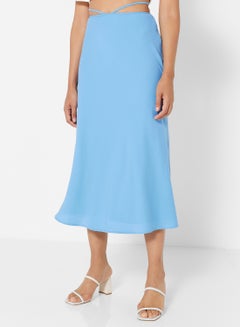Buy High Waist Midi Skirt Blue in Saudi Arabia