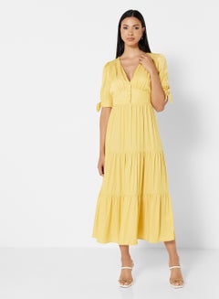 Buy Gathered Detail Empire Dress Yellow in Egypt