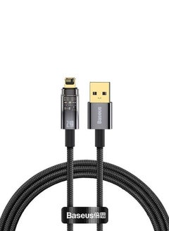 Buy Explorer Series Auto Power Off Fast Charging Nylon Braided Data Cable USB A With Lightning Connector 2.4A (2m) Black in Egypt