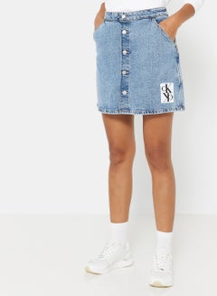 Buy Button Through Utility Denim Skirt Blue in UAE