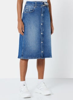 Buy High Rise Denim Skirt Blue in UAE