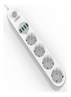 Buy Smart Strip Control Power Cord 4 Socket Outlets White 290x52x41millimeter in UAE