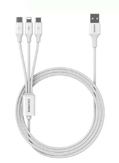 Buy CB251V 3 in 1 Charge and Data Cable Lightning, Type-C and Micro USB Fast Charge Cable 3.5A White in UAE